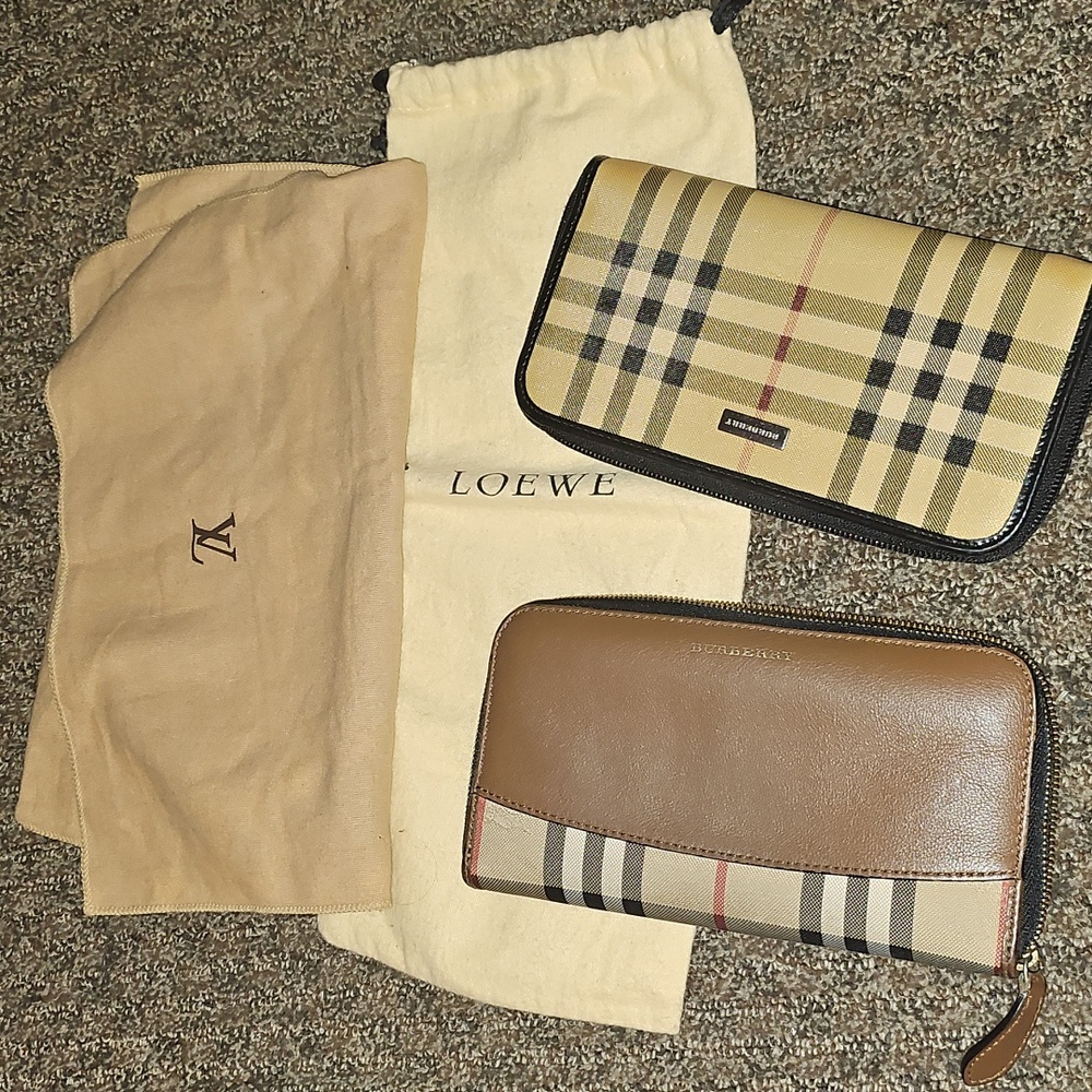 Authentic Burberry Beige and Brown Wallet Two With free Dust Bag